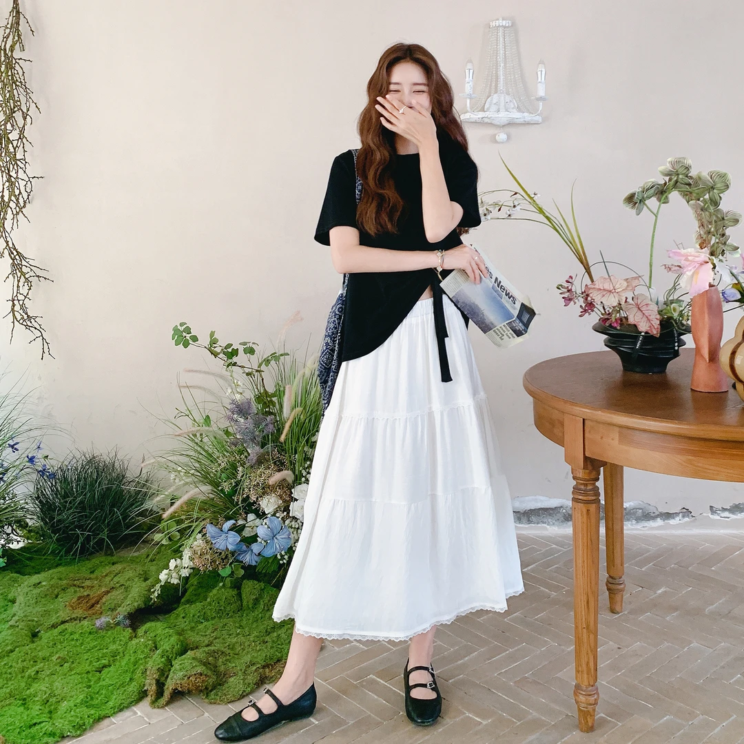 今年流行漂亮套装女2025夏季新款韩系不规则时尚短袖半身裙两件套