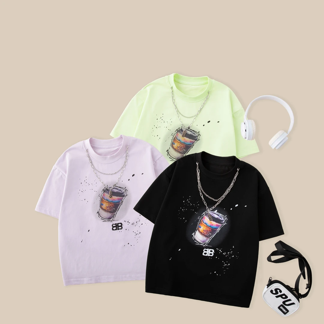 儿童夏款短袖T恤2025新款男童潮流时尚百搭T恤BX6598华子童装