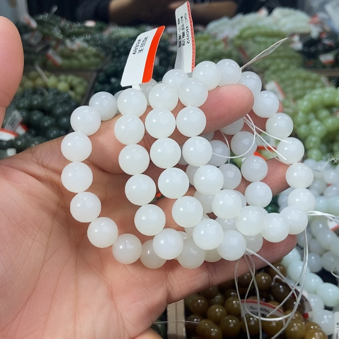 和田玉未镶嵌手串天然卡12且末白玉多样性拍一发一