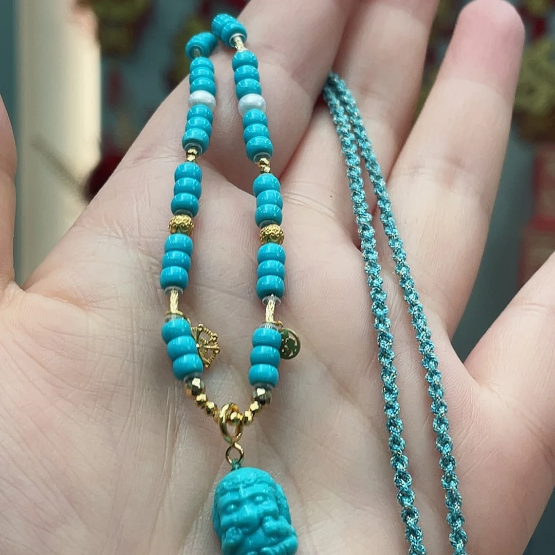 绿松石颈饰18K金镶嵌