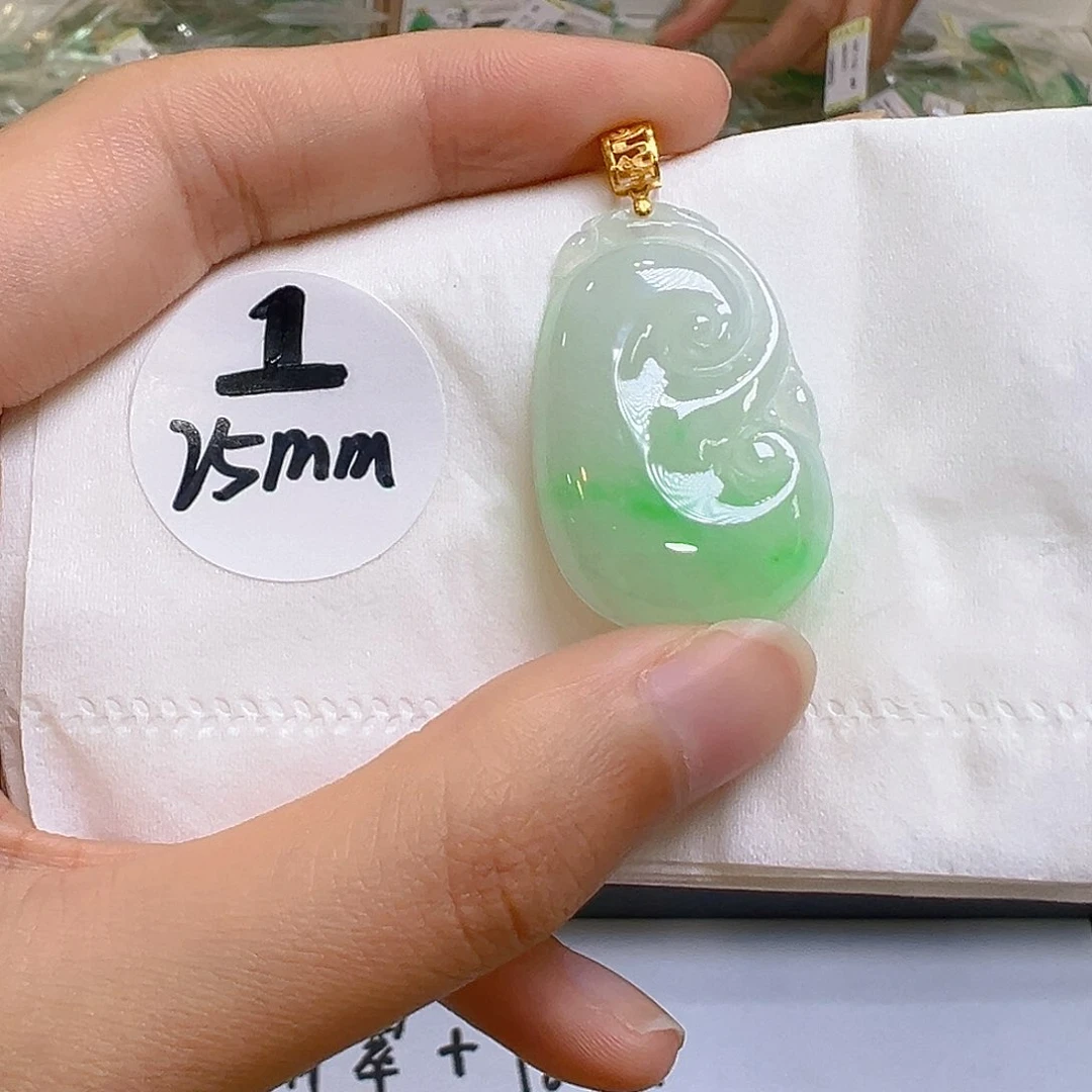 翡翠18K金镶嵌吊坠(不含链)翡翠