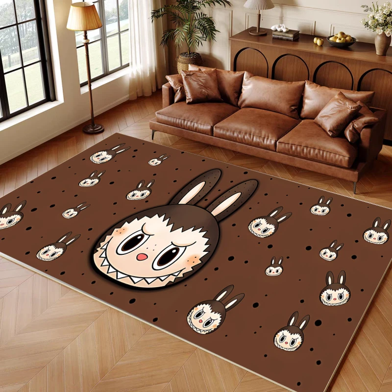 卡通labubu地垫水晶绒卧室客厅房间游戏房地垫耐脏耐磨床边毯地垫