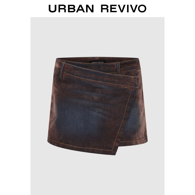 UR2026春季新款女装复古个性做旧不规则休闲半裙UWA850007
