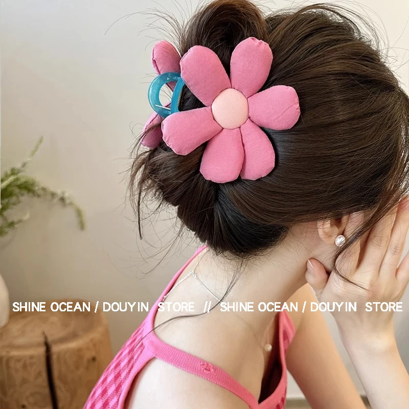 双海氛围感之神~超仙花朵抓夹ins高级感气质时尚温柔简约搭发夹