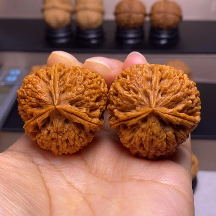 文玩核桃把件盘龙玉凤三楞4