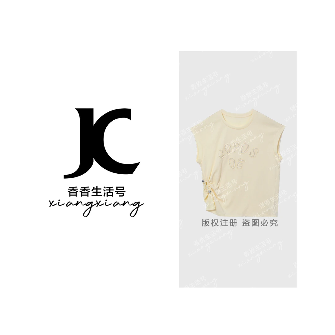 【香香严选】“字母飞袖”2025夏季新款飞飞袖设计感收腰T恤-fe923