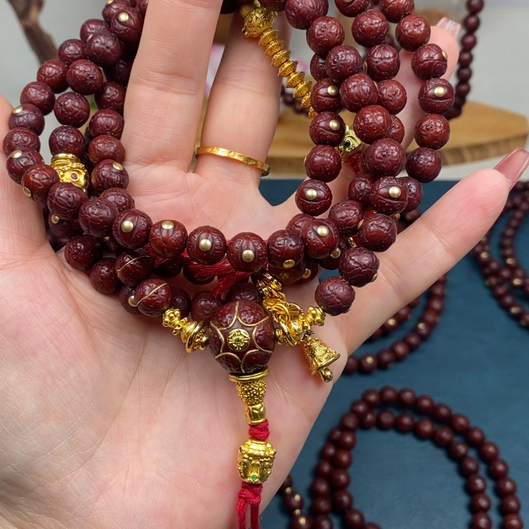 手串凤眼菩提108金钉金满配8.4