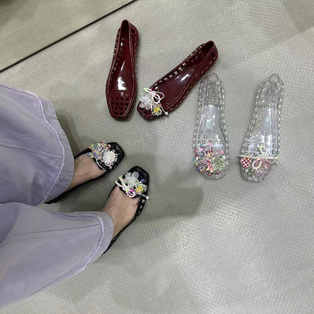 韩国透明果冻鞋冰激凌凉鞋高级感水晶公主鞋软底雨鞋软底博主凉鞋