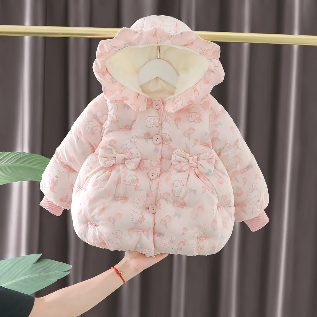 女小童棉衣冬装洋气婴儿可爱粉色棉袄韩版宝宝加绒加厚保暖上衣潮