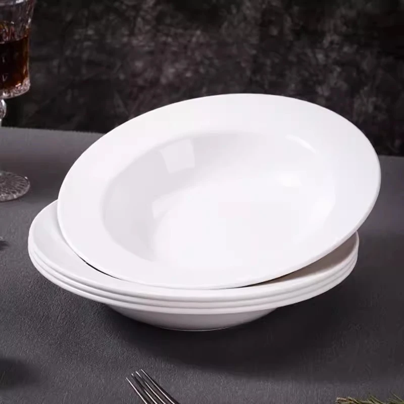 日式圆形盘子家用塑料加深创意甜品摆盘草帽碗商用酒店意面西餐盆