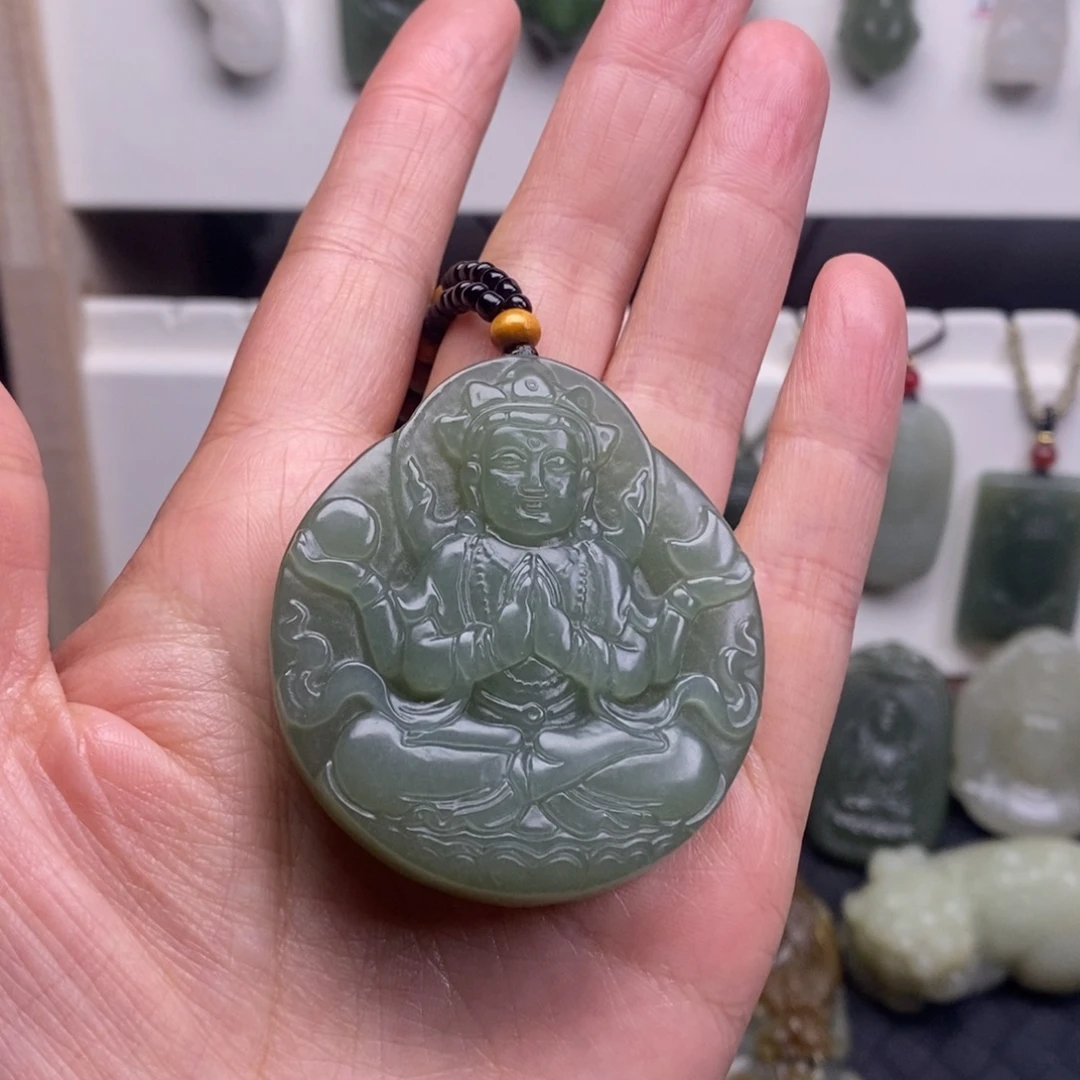 和田玉未镶嵌颈饰和田玉观音吊坠挂件