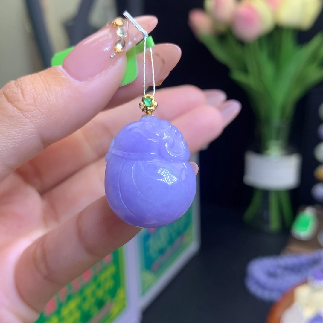 翡翠颈饰18K金镶嵌天然