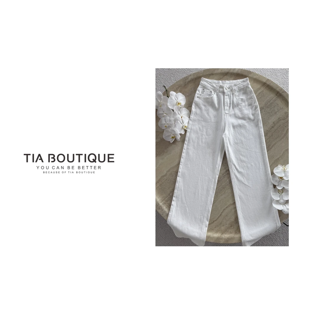 【闪C白牛】早秋25新重工顶版闪片刺绣菱格钻标千金直筒白牛 KZ0090