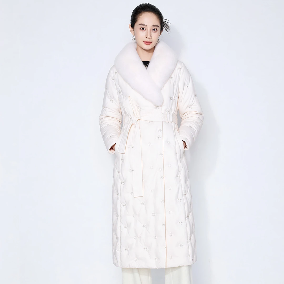 MY TENO/马天奴VHAJ39长款茶棕拼接时尚女装单排扣中长款气质