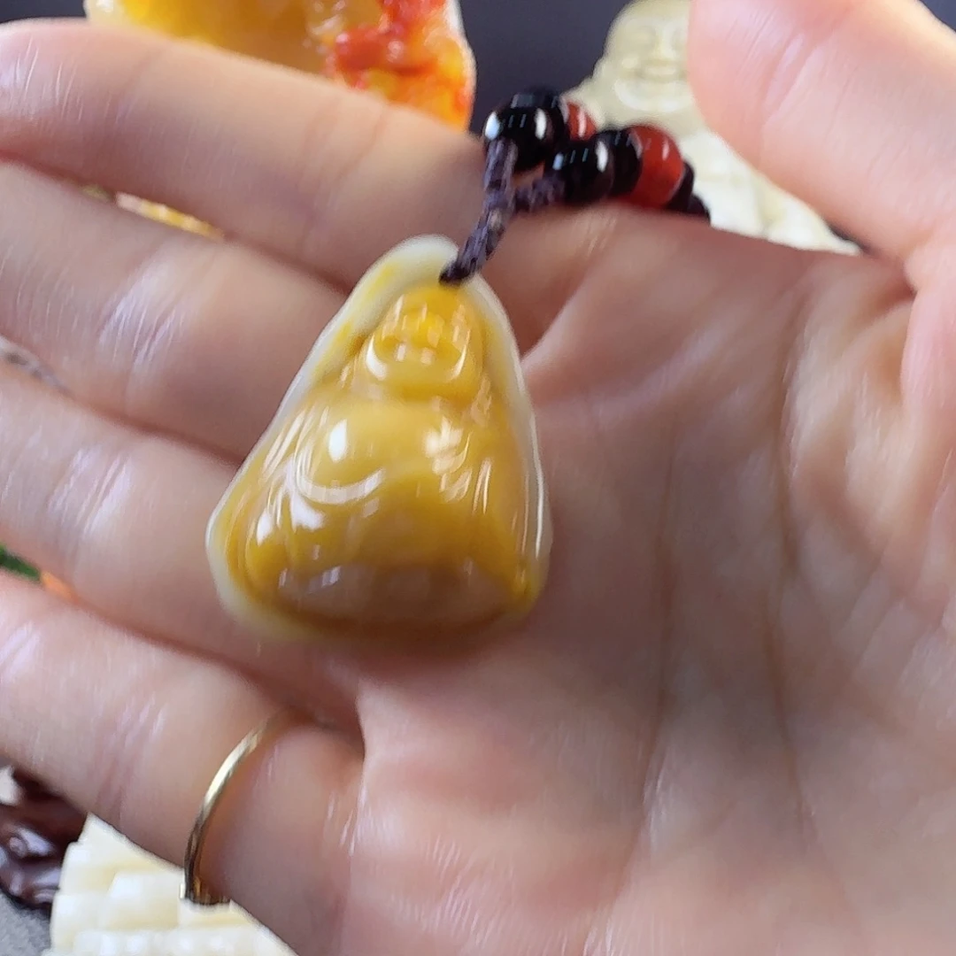 夜***卍寿山石银包金弥勒佛挂坠   精品