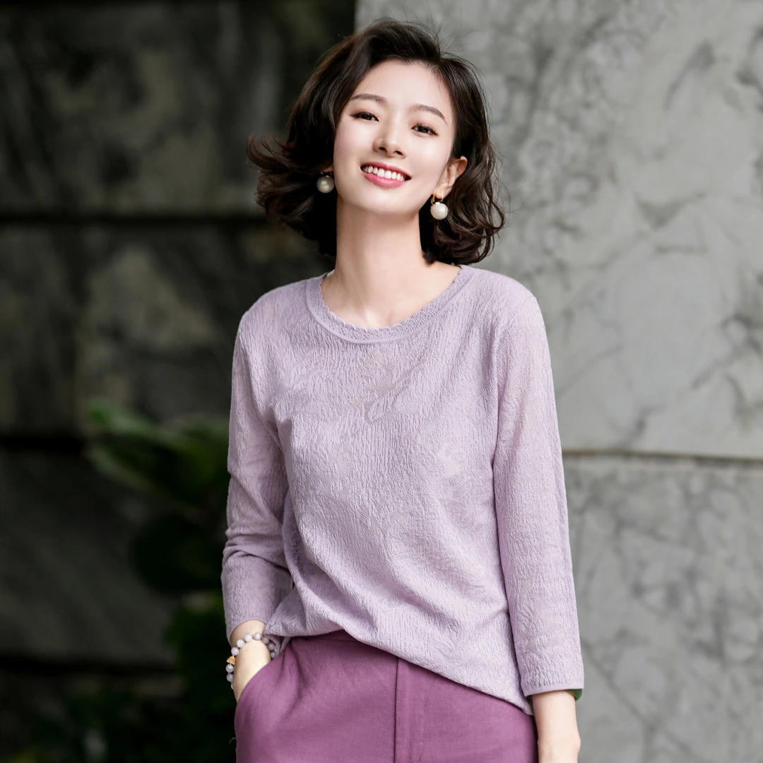 西子/【马卡龙】薄款宽松圆领简约时尚日常休闲风针织衫/MSBH1382