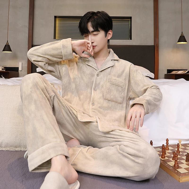 海岛绒睡衣男款秋冬季2025新款爆款高档男生青少年保暖家居服套装