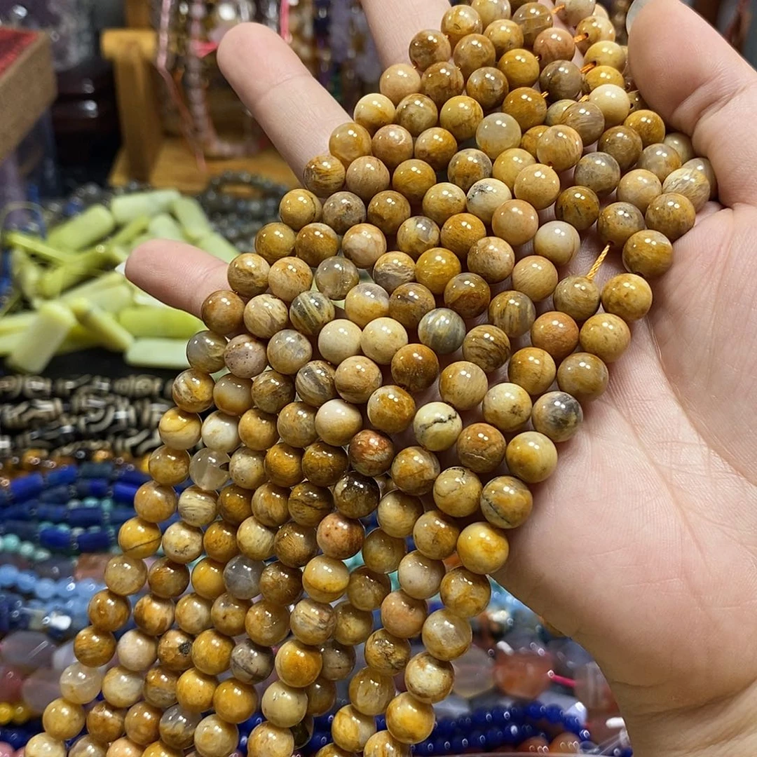 玛瑙/玉髓未镶嵌珠宝半成品天然太阳千层一条卡8mm