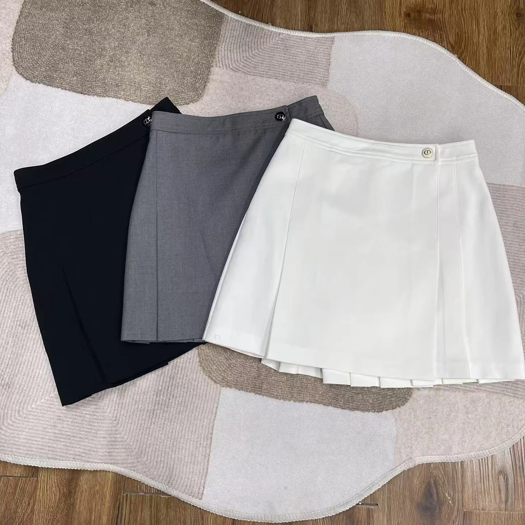 【晨浠定制】新款时尚轻奢百搭A摆百褶半裙三色1808