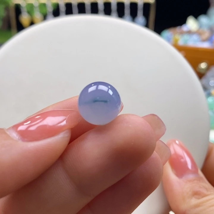 翡翠吊坠(不含链)未镶嵌翡翠冰紫飘色花圆珠