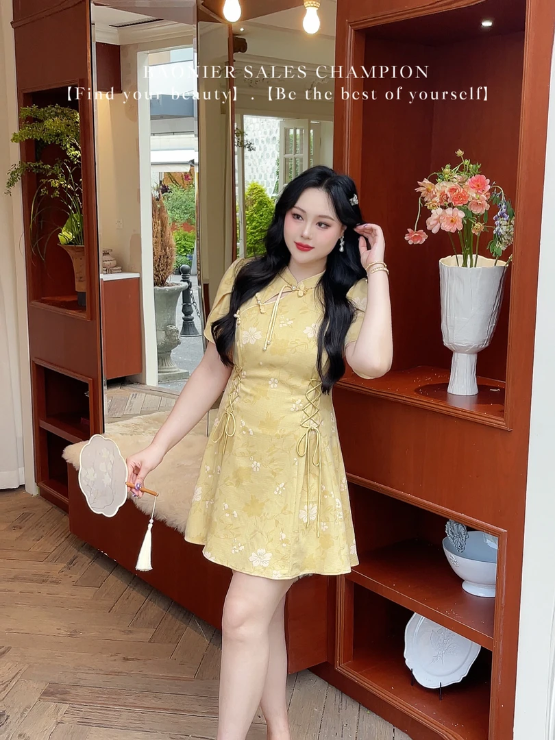 BAONI 夏季新款胖mm微胖显瘦大码连衣裙#U25X1159