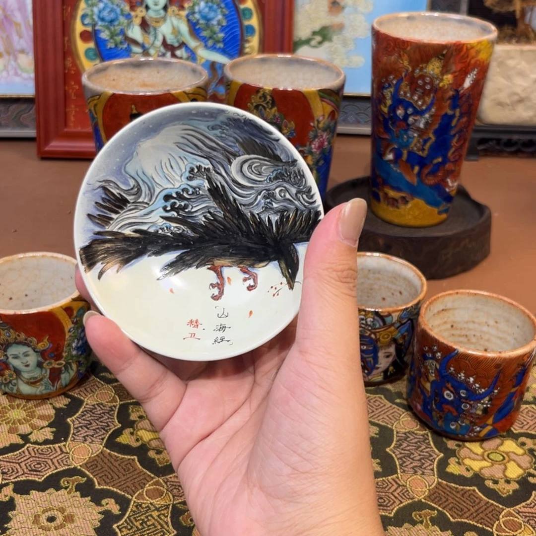 手工手绘精卫茶杯