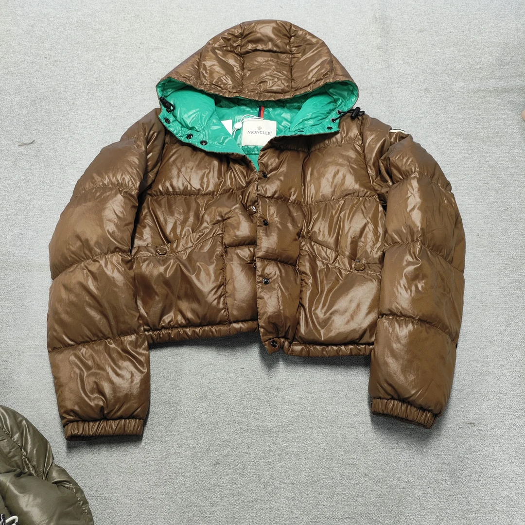 95新 MONCLER 麦殿/聚酯纤维羽绒服170棕色拼绿色/250209ZYTYY264