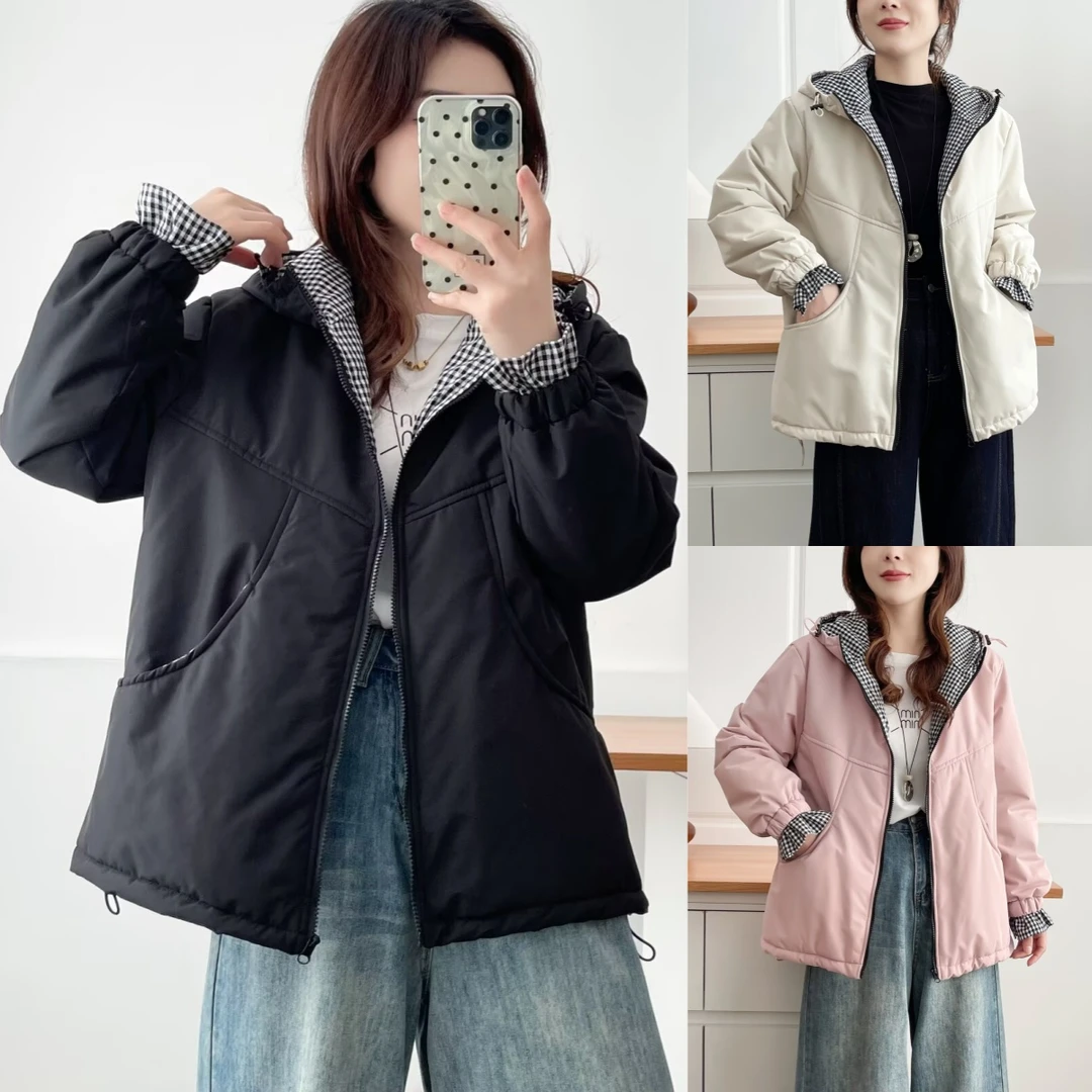 大码胖mm韩版加厚保暖休闲三防连帽棉服女秋冬新款百搭时尚棉袄