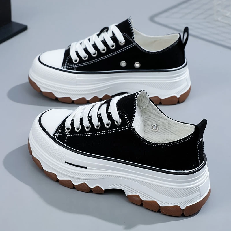 小白鞋女2023夏季学生拼色百搭鞋厚底增高鞋休闲板鞋帆布鞋韩版