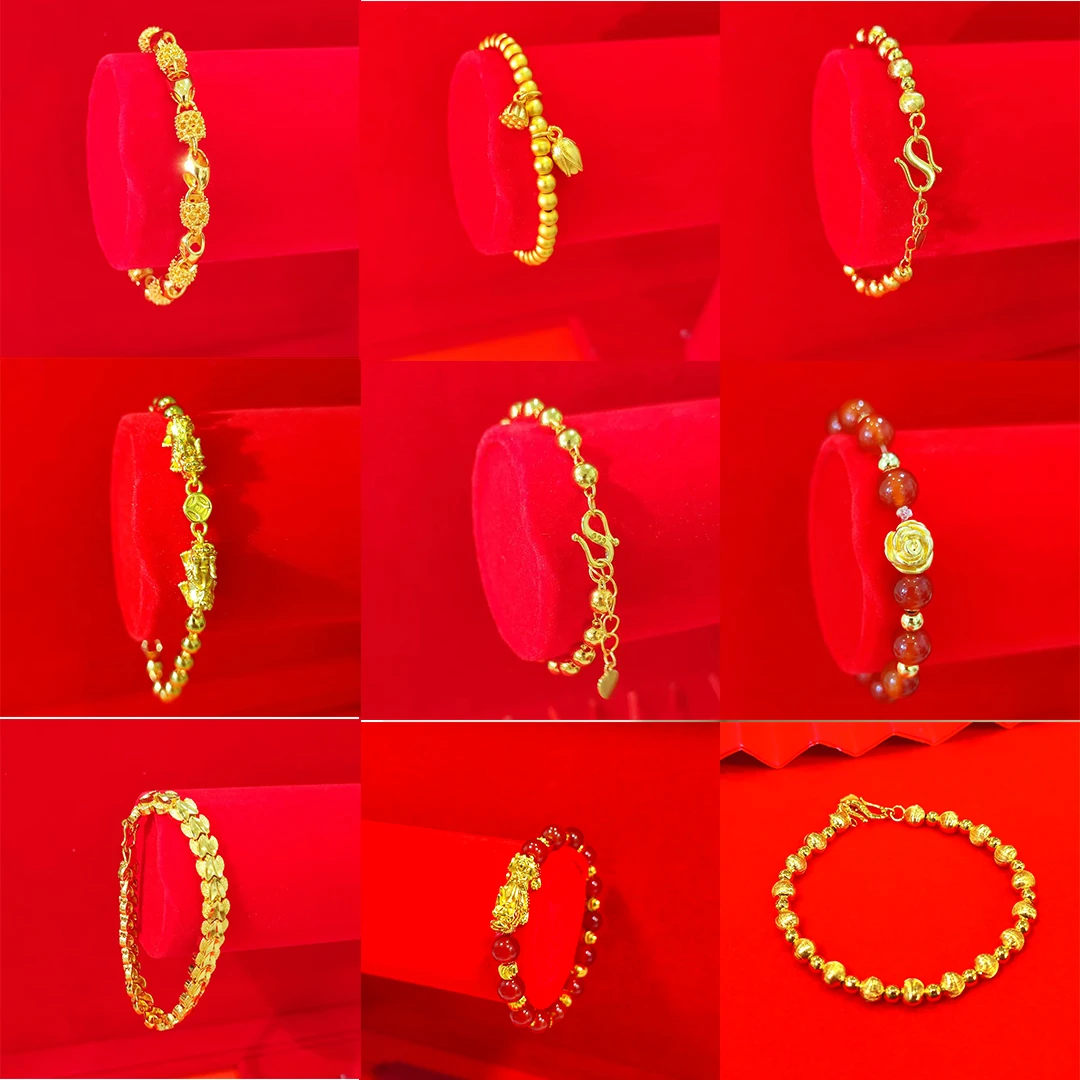 铜合金手链 圆珠貔貅实心手链系列女款百搭金色手串女士时尚首饰