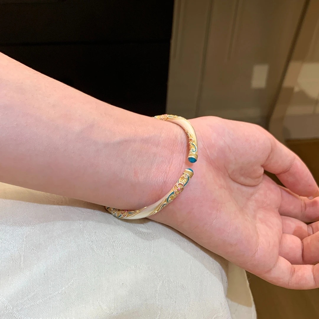 足银珐琅手镯 燕归yangui “日暮青云”足银999.9莫比乌斯珐琅手镯