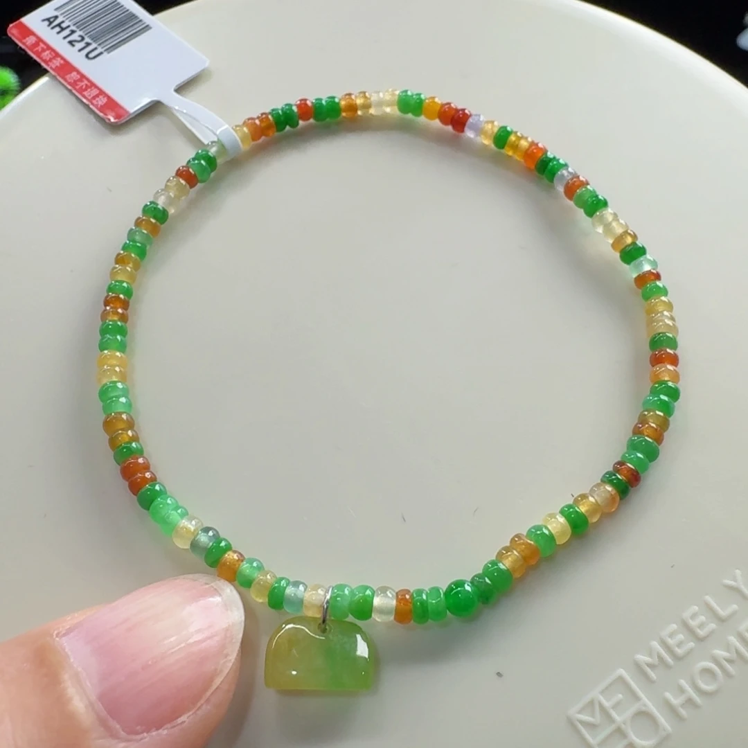 翡翠未镶嵌手链冰浓彩算盘小米珠2.9mm