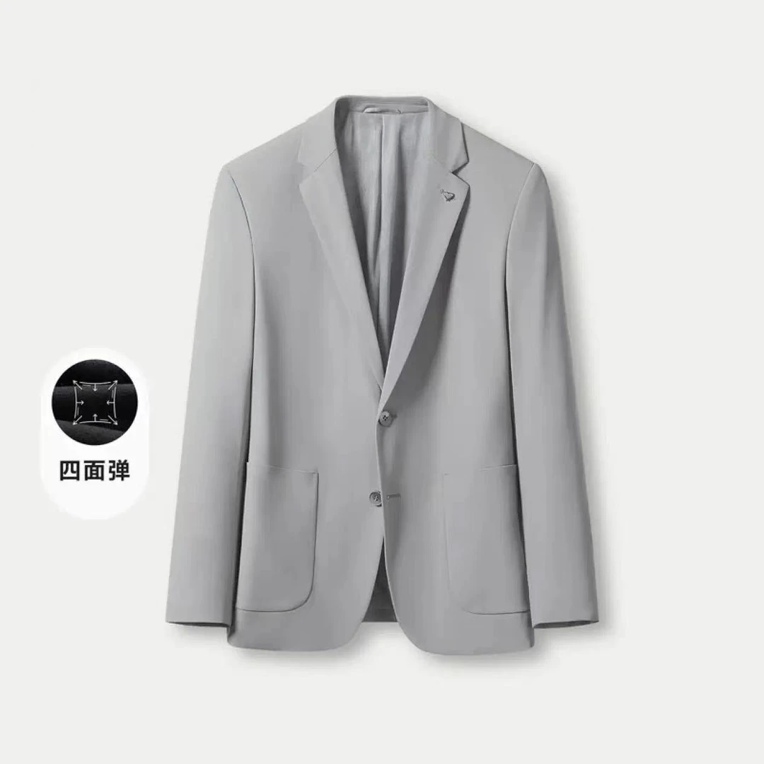 新款亲肤柔软防晒男士休闲西服 春季商务四面弹平驳领西装外套男