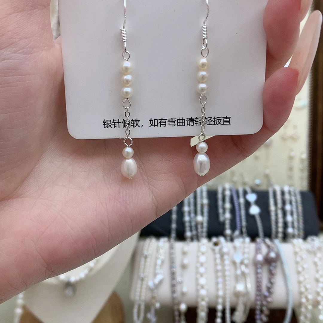 耳饰淡水珍珠银S925镶嵌