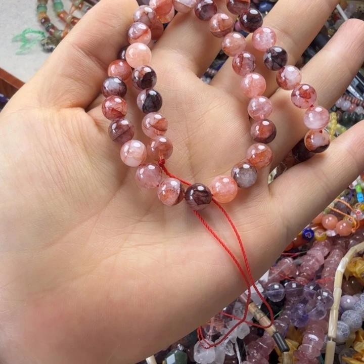 查罗石合金珠宝半成品卡8红椒花一条