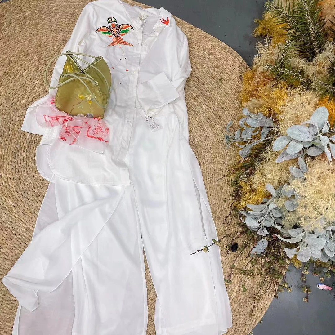 527 彩色刺绣衬衫式长袖