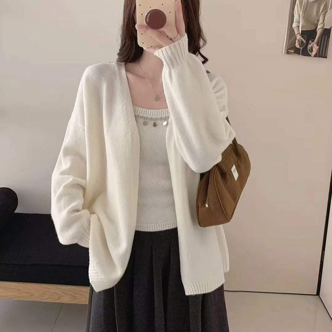 超火简约设计感吊带针织开衫套装早秋新款宽松显瘦百搭毛衣两件套