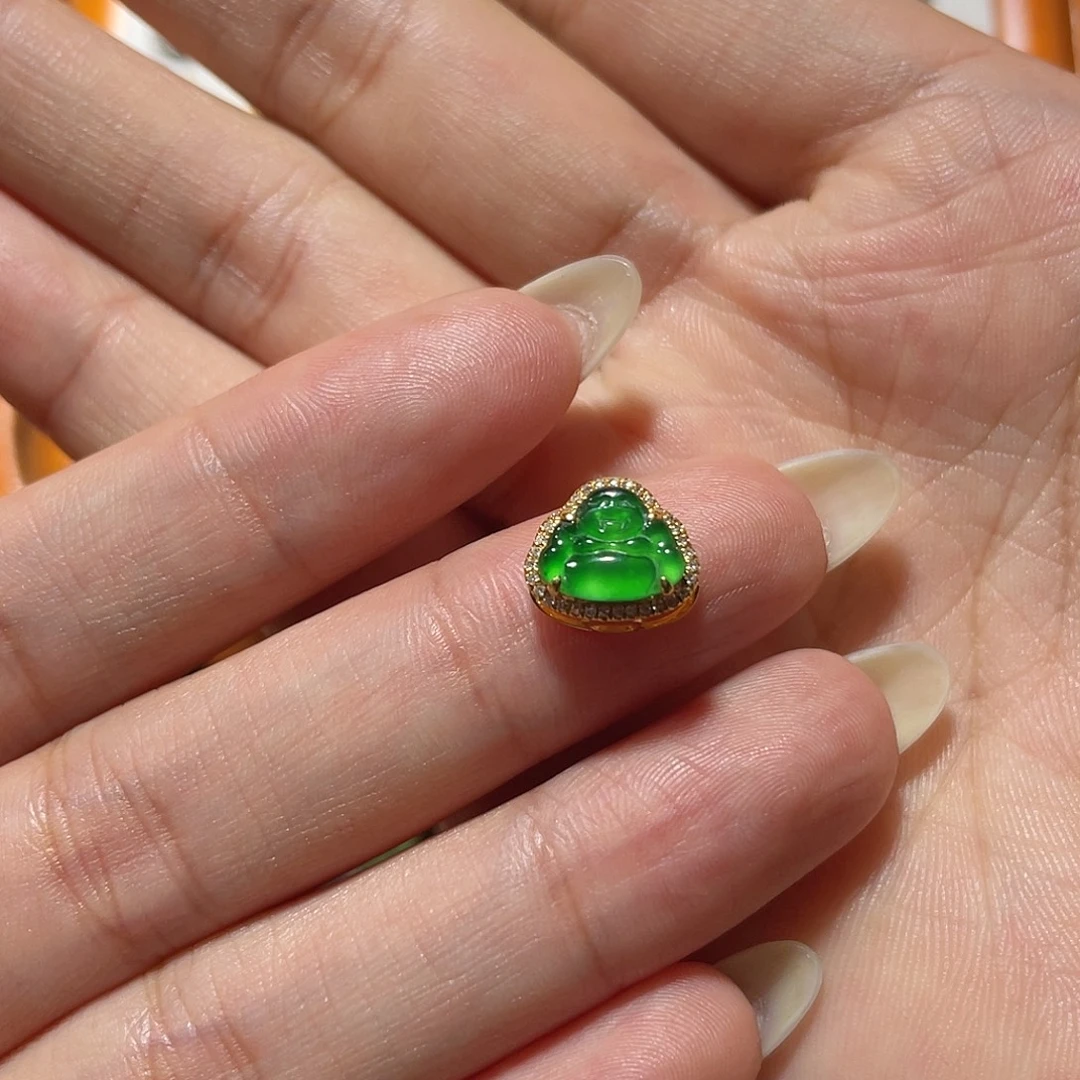 翡翠18K金镶嵌吊坠(不含链)