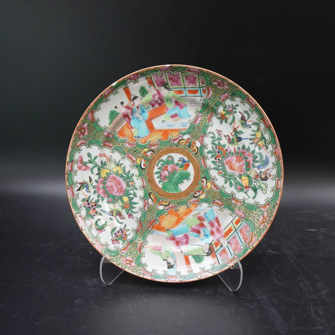 Lot.25080955-4清光绪广彩开窗人物花卉纹赏盘 直径：约24.3cm