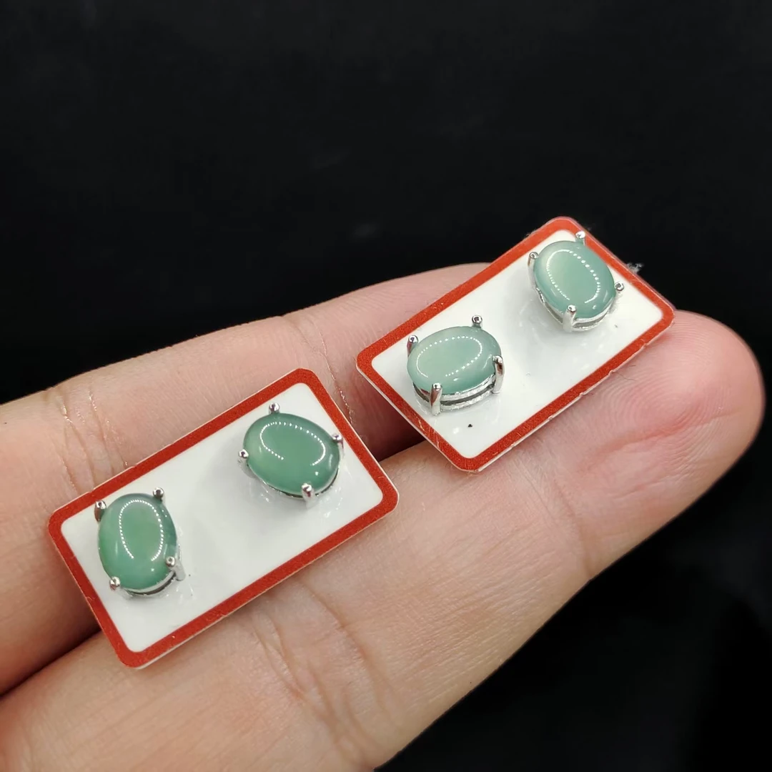 【李想精选】翡翠蛋面耳钉RLXJ【多样性发其一】约7-6mm