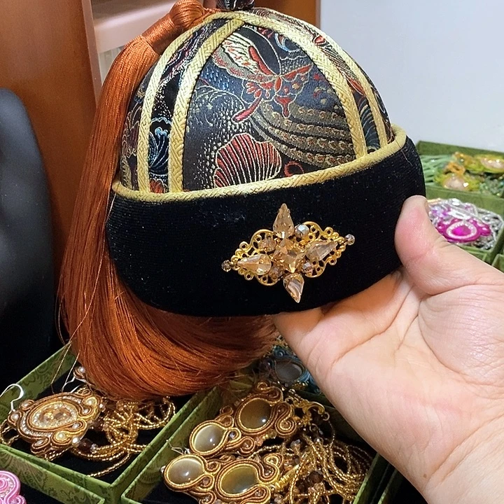 纯棉蒙古元素头顶帽子