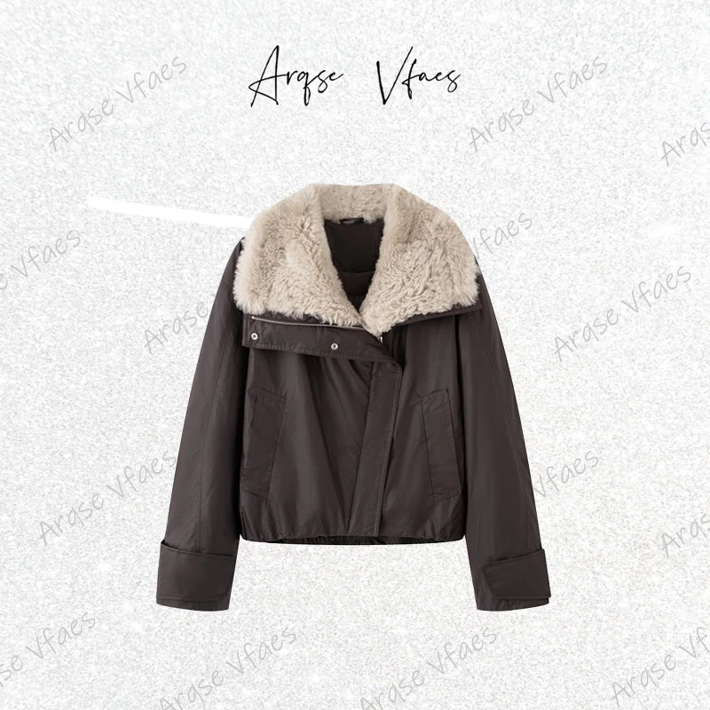 艾家同款2025冬季新款时尚百搭休闲羊毛领羽绒服外套004163