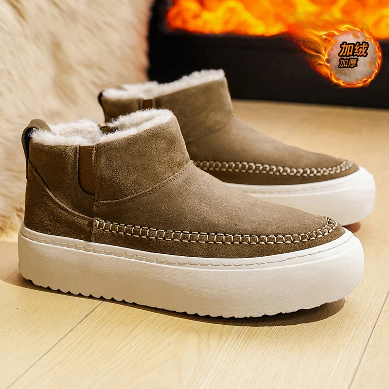 冬季欧伦啄木鸟EUROTUCANO男鞋加绒保暖雪地靴抗寒厚底户外棉鞋子