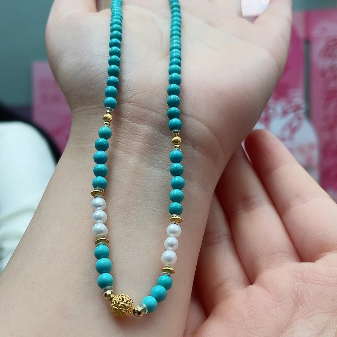 绿松石颈饰18K金镶嵌