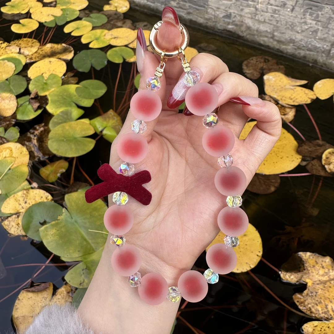 【红色糖心蝴蝶结】手机链饰品