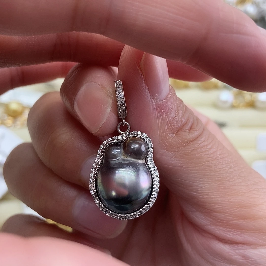 海水珍珠吊坠(不含链)银S925镶嵌