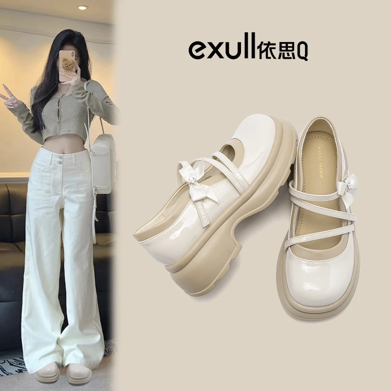 依思Q港风玛丽珍鞋厚底2025新款夏季女鞋网红时尚法式圆头小皮鞋