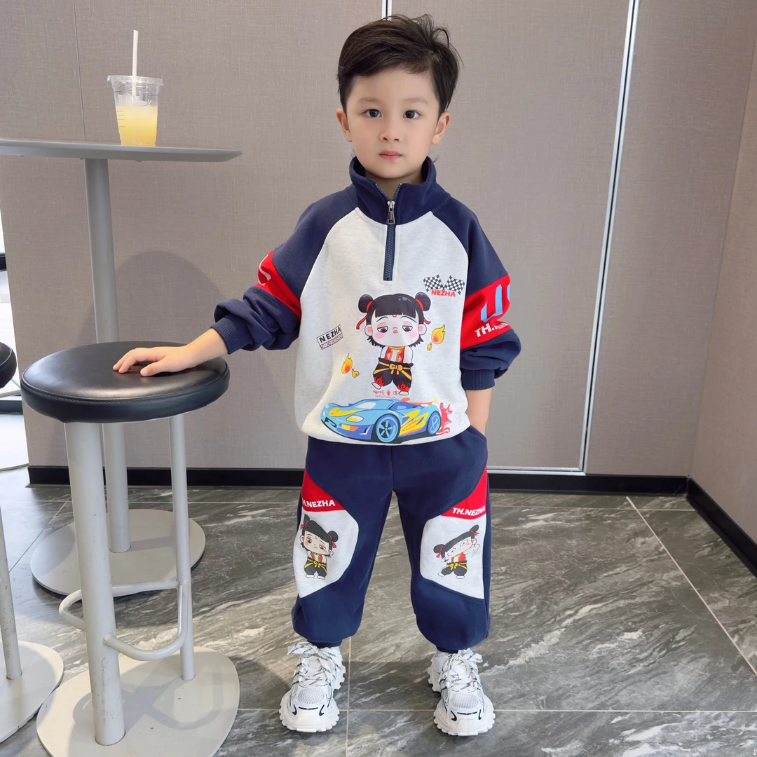 哪吒衣服男童秋款套装2025新款男孩帅气运动卫衣宝宝春秋装两件套