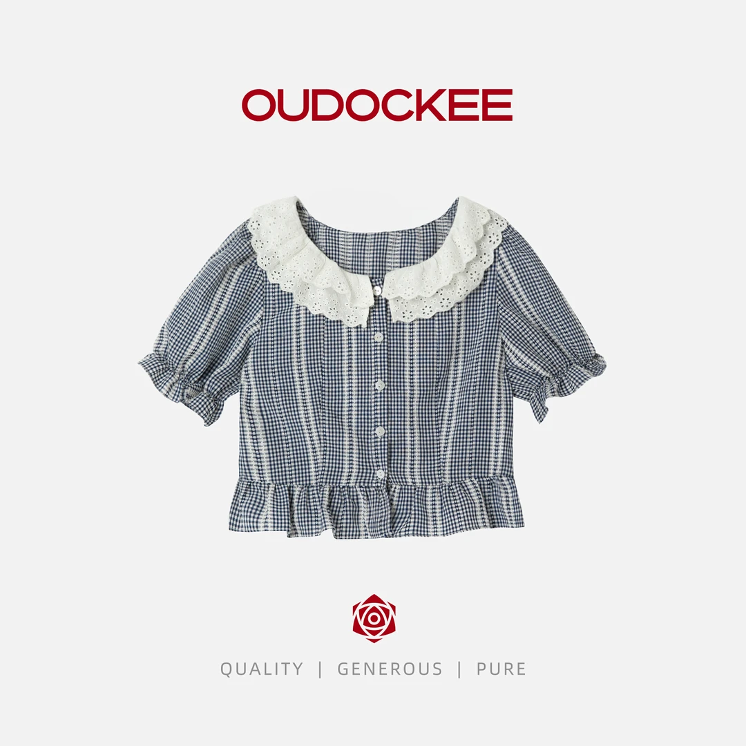 OUDOCKEE 鸥鸥【棉】公主上衣 格子衬衫洋气设计款 C2502F212T