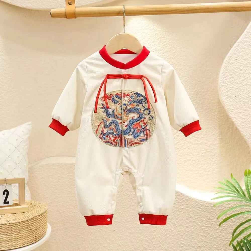 x【优选】婴儿连体春秋男女宝双层爬服新生衣服满月周岁国风哈衣ly